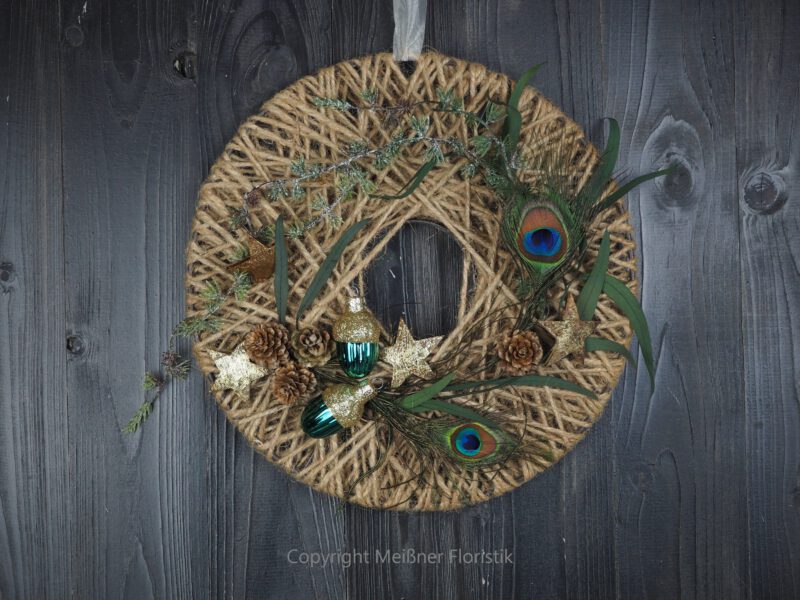 Hoop Advent Trockenblumen Wandkranz Türkranz Größe  30 cm