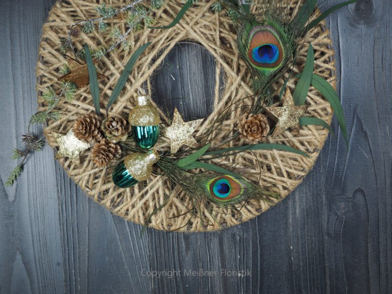 Hoop Advent Trockenblumen Wandkranz Türkranz Größe  30 cm