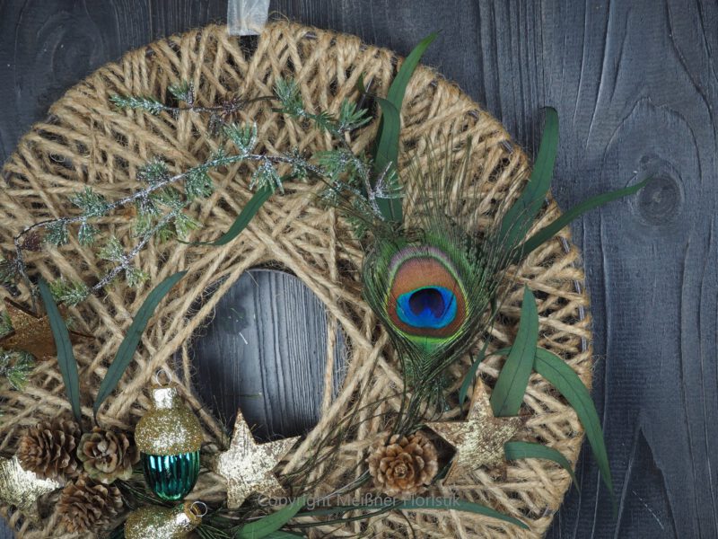 Hoop Advent Trockenblumen Wandkranz Türkranz Größe  30 cm