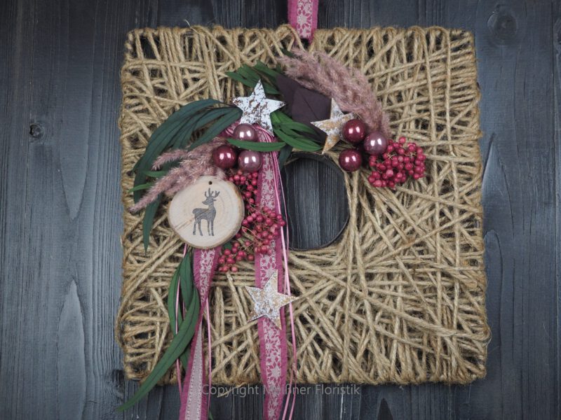 Hoop Advent Wand oder Türkdeko quadratisch rosa Hoop Advent Wand oder Türkdeko quadratisch rosa