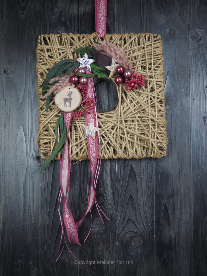 Hoop Advent Wand oder Türkdeko quadratisch rosa Hoop Advent Wand oder Türkdeko quadratisch rosa
