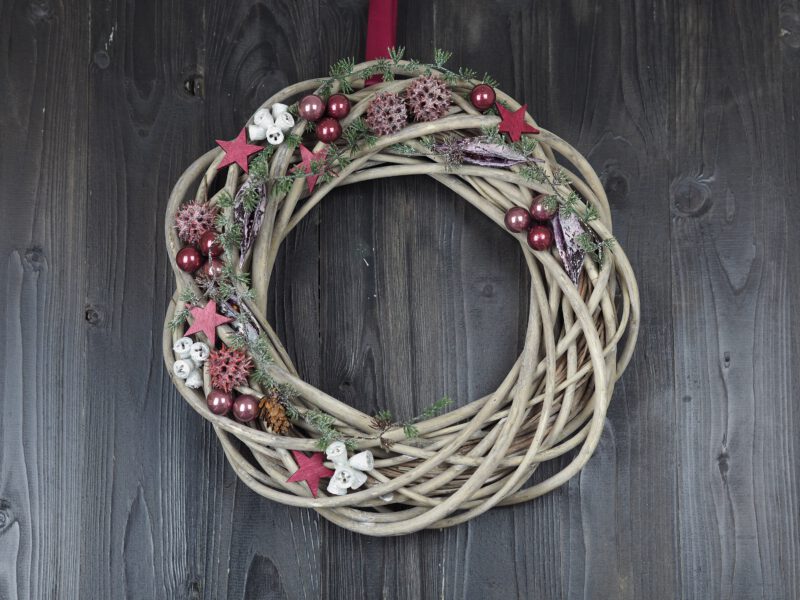 Türkranz Advent rosa beere weiße  Weihnacht