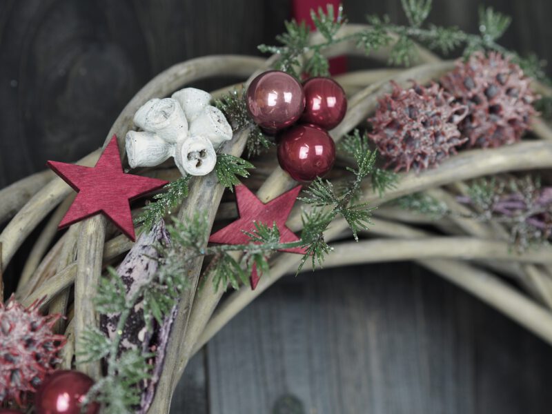 Türkranz Advent rosa beere weiße  Weihnacht
