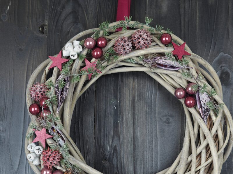 Türkranz Advent rosa beere weiße  Weihnacht