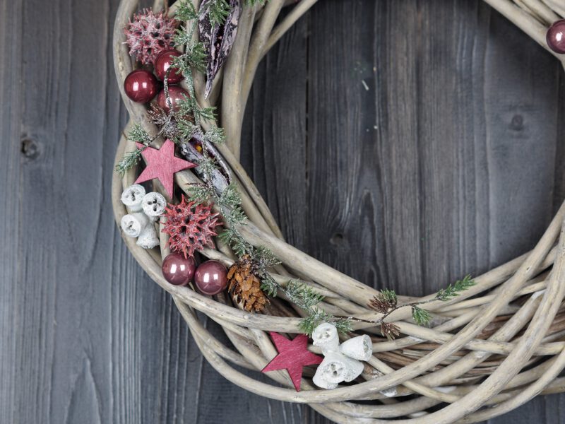 Türkranz Advent rosa beere weiße  Weihnacht