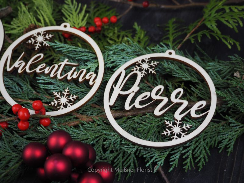 meissner-floristikAverage rating: 0 reviews Christbaumschmuck individualisiert Holz Namen