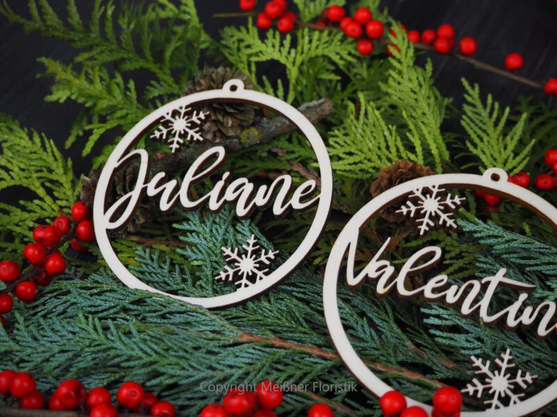 meissner-floristikAverage rating: 0 reviews Christbaumschmuck individualisiert Holz Namen