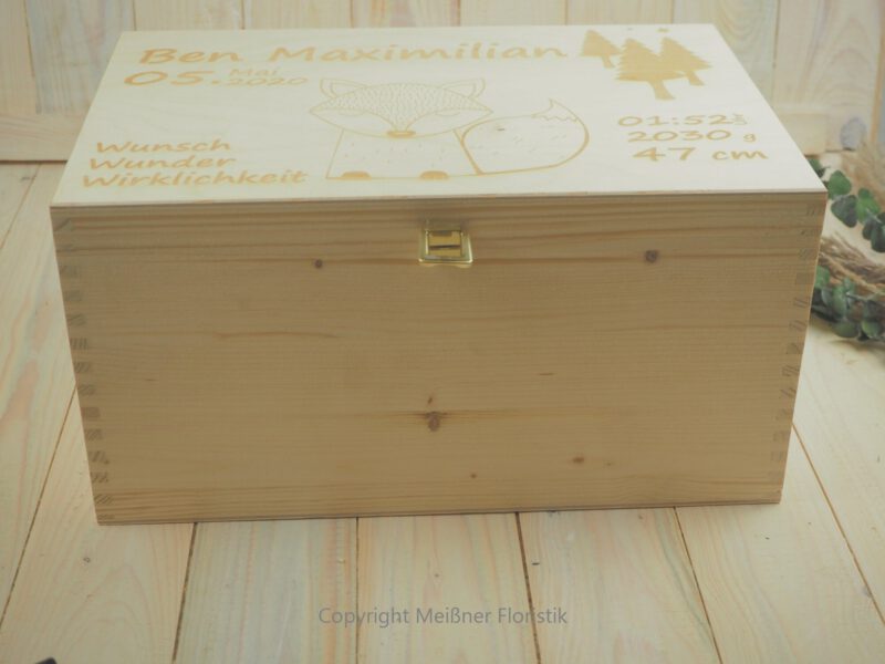 Erinnerungskiste personalisiert Geschenk zur Geburt / Baby Fuchs