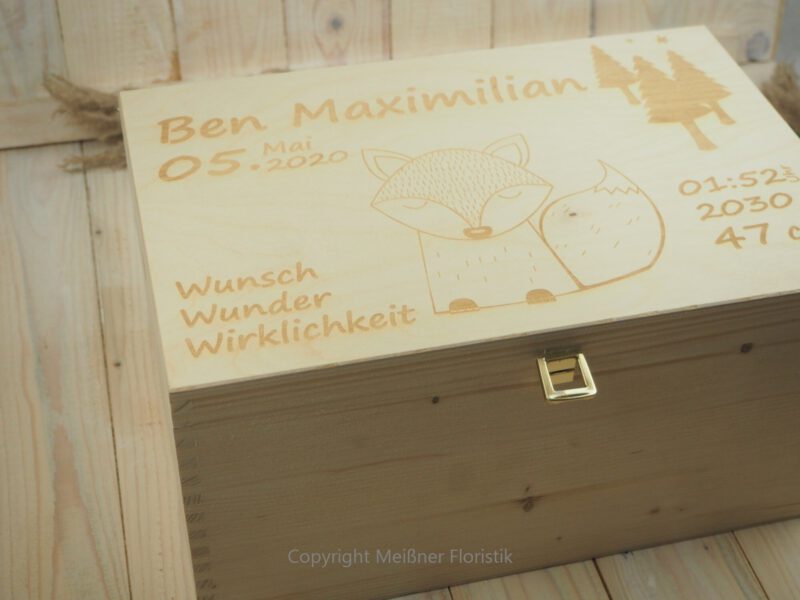 Erinnerungskiste personalisiert Geschenk zur Geburt / Baby Fuchs