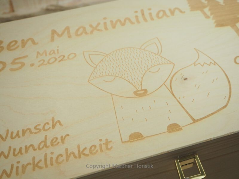 Erinnerungskiste personalisiert Geschenk zur Geburt / Baby Fuchs