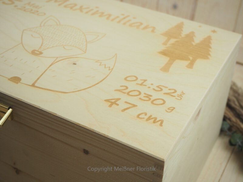 Erinnerungskiste personalisiert Geschenk zur Geburt / Baby Fuchs