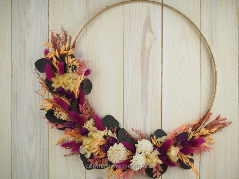 Großer Hoop Loop Türkranz Wandkranz  bunter Knaller Trockenblumen 40 cm