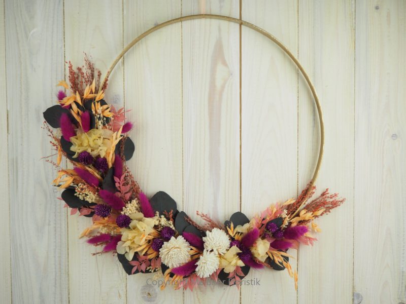 Großer Hoop Loop Türkranz Wandkranz  bunter Knaller Trockenblumen 40 cm