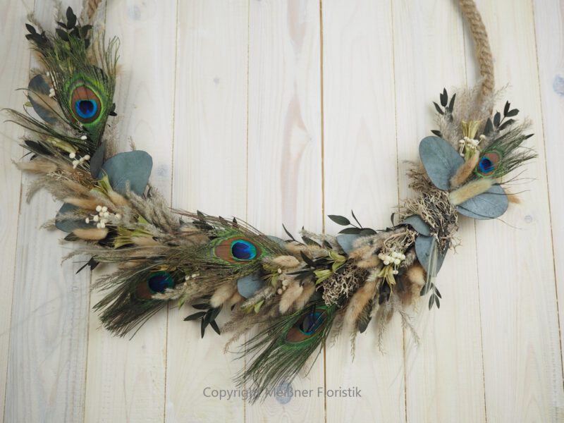 Großer Hoop Trockenkranz Wandkranz Türkranz Trockenblumen 50 cm