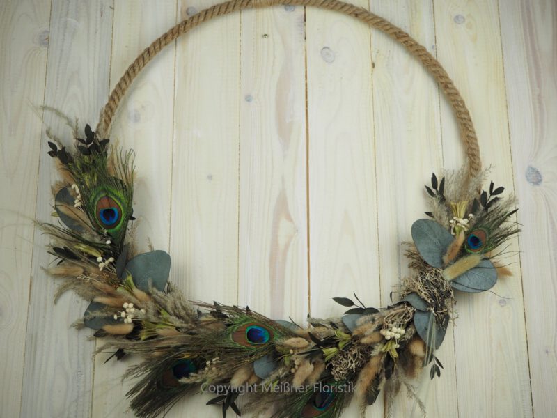 Großer Hoop Trockenkranz Wandkranz Türkranz Trockenblumen 50 cm