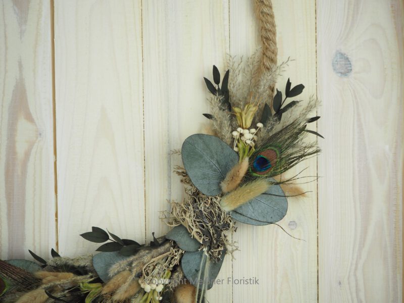 Großer Hoop Trockenkranz Wandkranz Türkranz Trockenblumen 50 cm