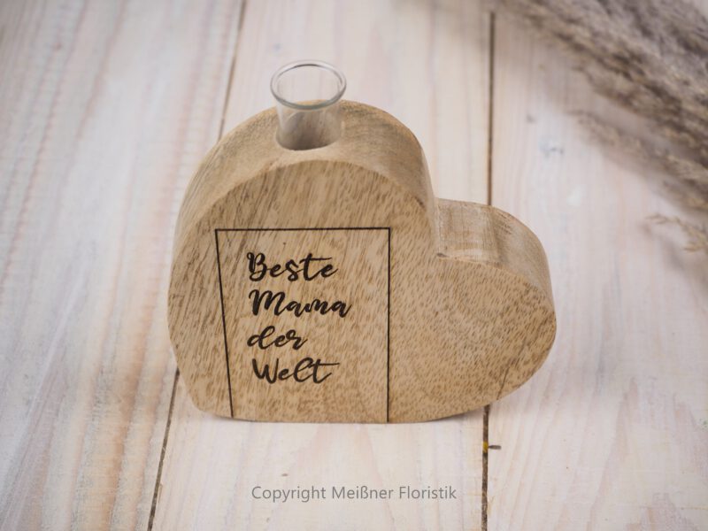 Holzdeko Vase, Geschenk für die beste Mama