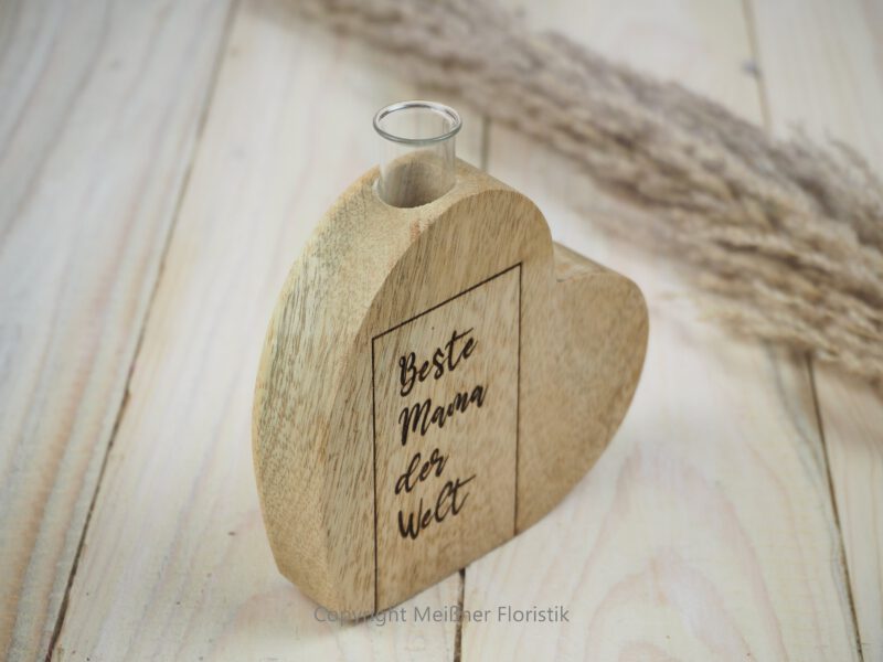 Holzdeko Vase, Geschenk für die beste Mama
