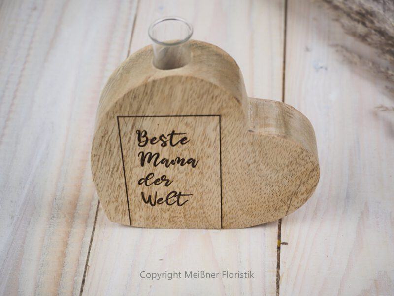 Holzdeko Vase, Geschenk für die beste Mama
