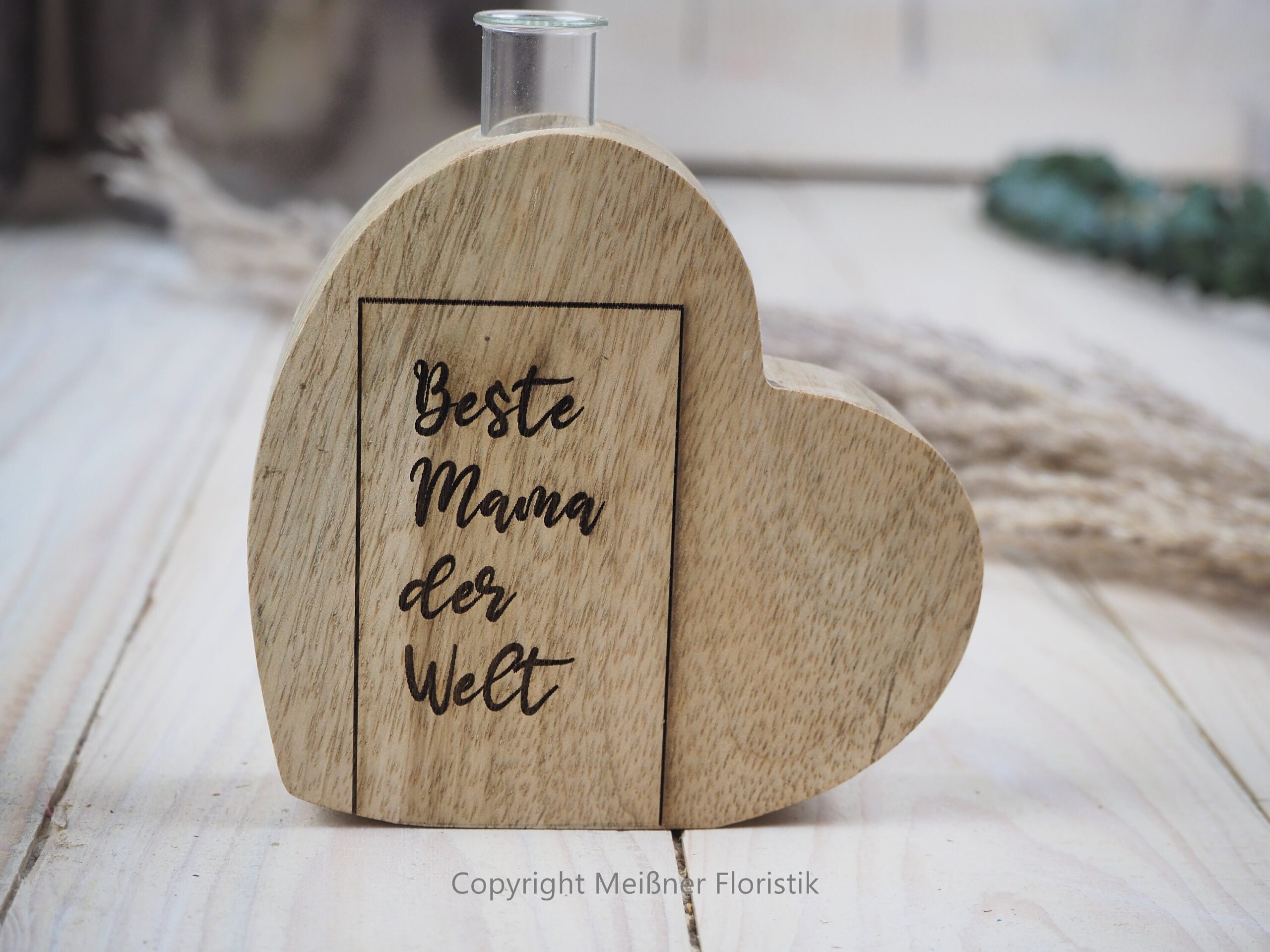 Holzdeko Vase, Geschenk für die beste Mama