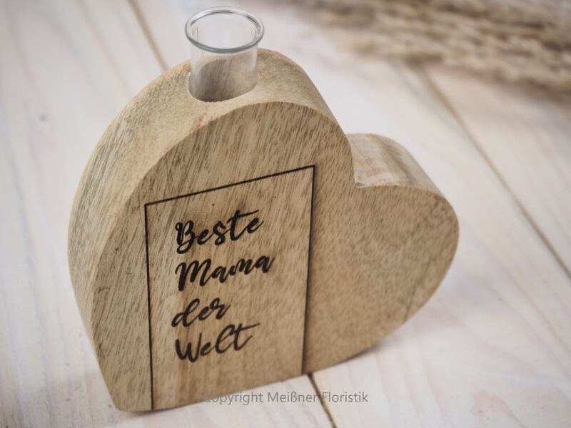 Holzdeko Vase, Geschenk für die beste Mama