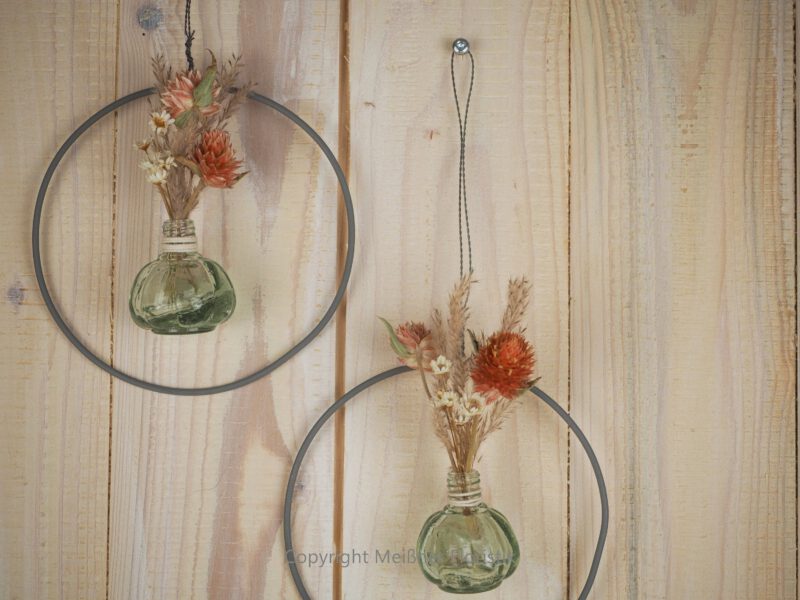Hoop / Loop Mini mit Trockenblumen und Mini Vase 2er Set orange
