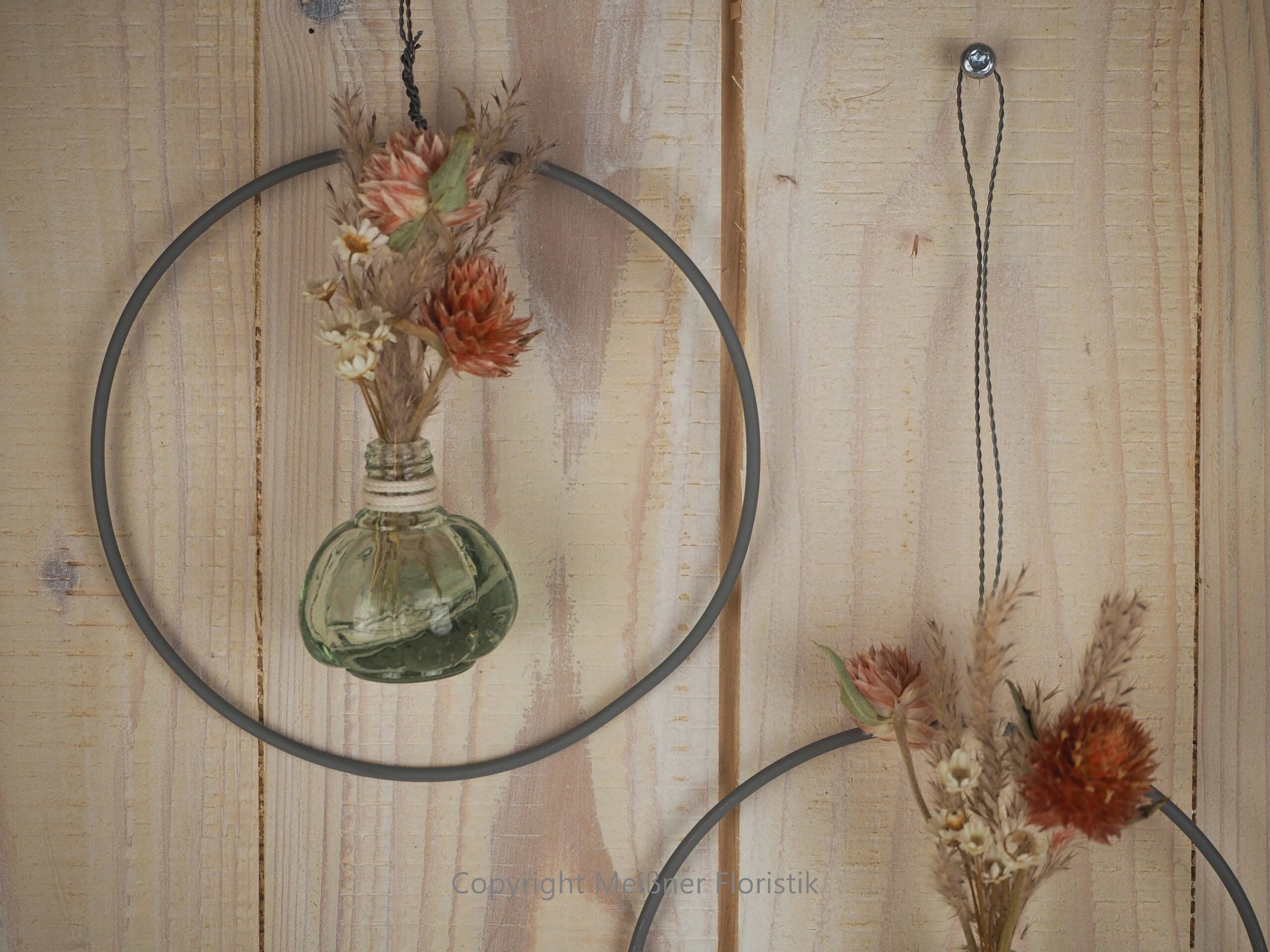 Hoop / Loop Mini mit Trockenblumen und Mini Vase 2er Set orange