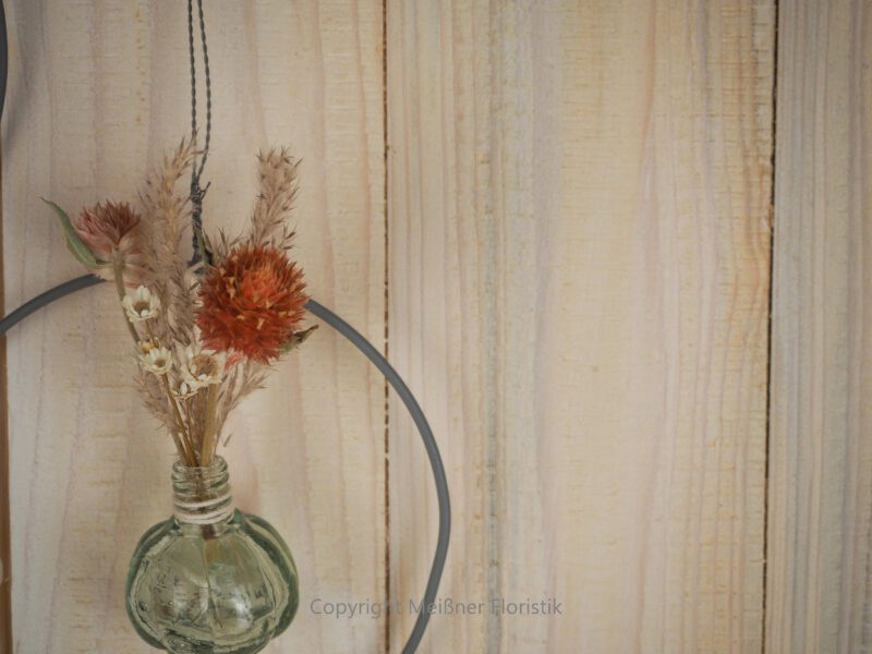 Hoop / Loop Mini mit Trockenblumen und Mini Vase 2er Set orange