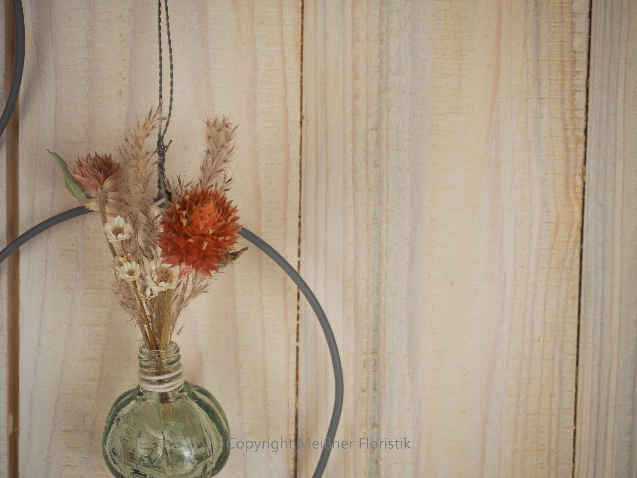 Hoop / Loop Mini mit Trockenblumen und Mini Vase 2er Set orange