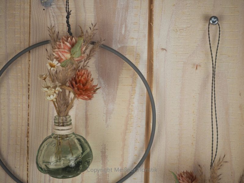 Hoop / Loop Mini mit Trockenblumen und Mini Vase 2er Set orange
