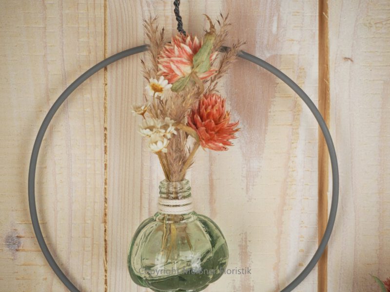 Hoop / Loop Mini mit Trockenblumen und Mini Vase 2er Set orange