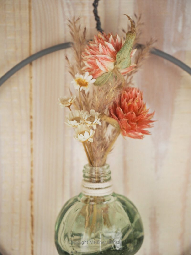 Hoop / Loop Mini mit Trockenblumen und Mini Vase 2er Set orange
