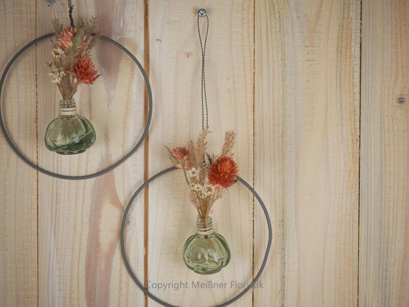 Hoop / Loop Mini mit Trockenblumen und Mini Vase 2er Set orange
