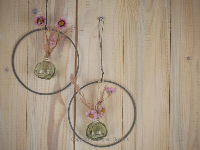 Hoop / Loop Mini mit Trockenblumen und Mini Vase 2er Set rosa