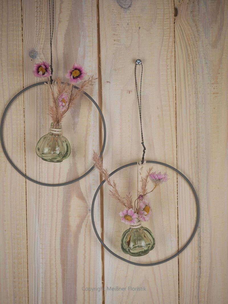 Hoop / Loop Mini mit Trockenblumen und Mini Vase 2er Set rosa