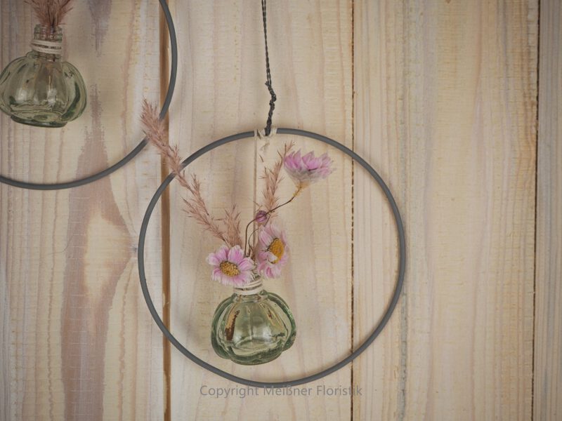 Hoop / Loop Mini mit Trockenblumen und Mini Vase 2er Set rosa