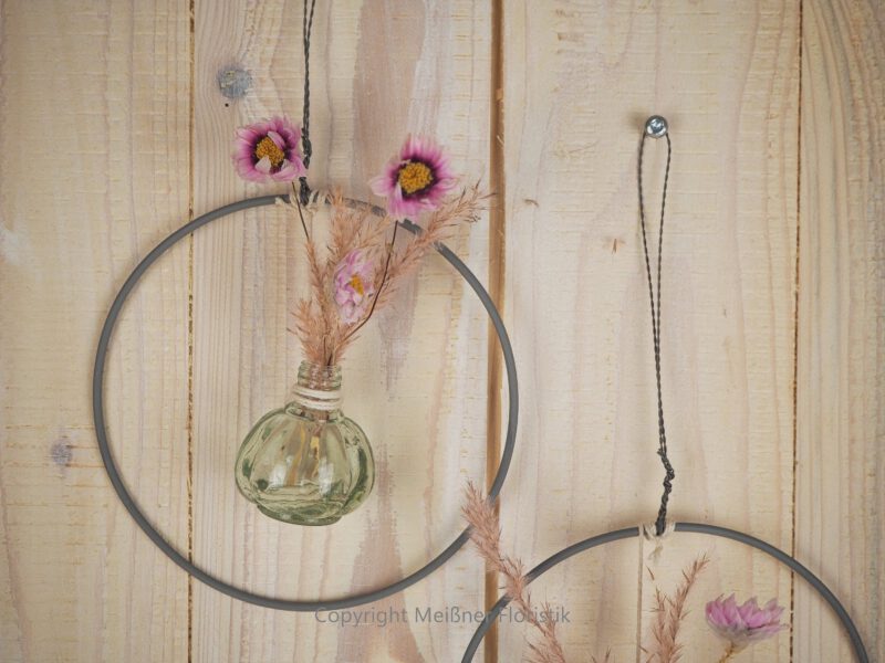Hoop / Loop Mini mit Trockenblumen und Mini Vase 2er Set rosa