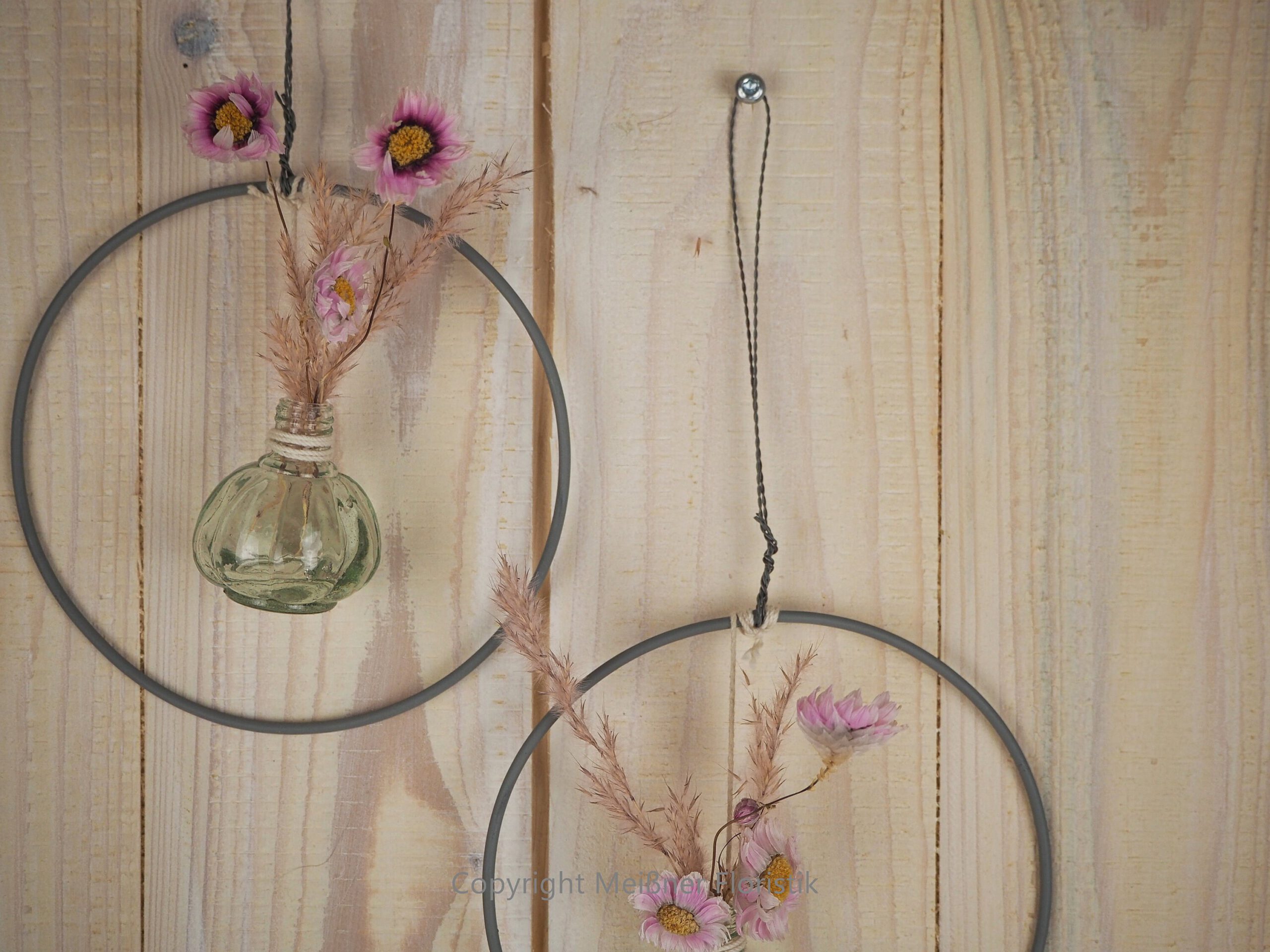 Hoop / Loop Mini mit Trockenblumen und Mini Vase 2er Set rosa