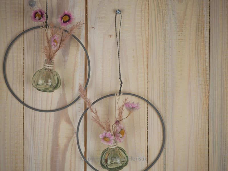 Hoop / Loop Mini mit Trockenblumen und Mini Vase 2er Set rosa