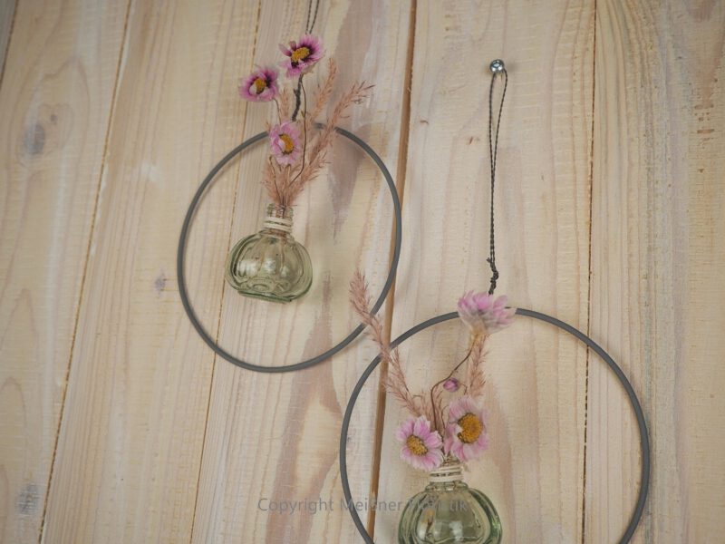 Hoop / Loop Mini mit Trockenblumen und Mini Vase 2er Set rosa