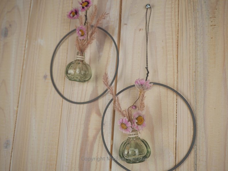 Hoop / Loop Mini mit Trockenblumen und Mini Vase 2er Set rosa