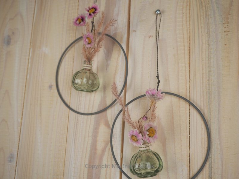 Hoop / Loop Mini mit Trockenblumen und Mini Vase 2er Set rosa