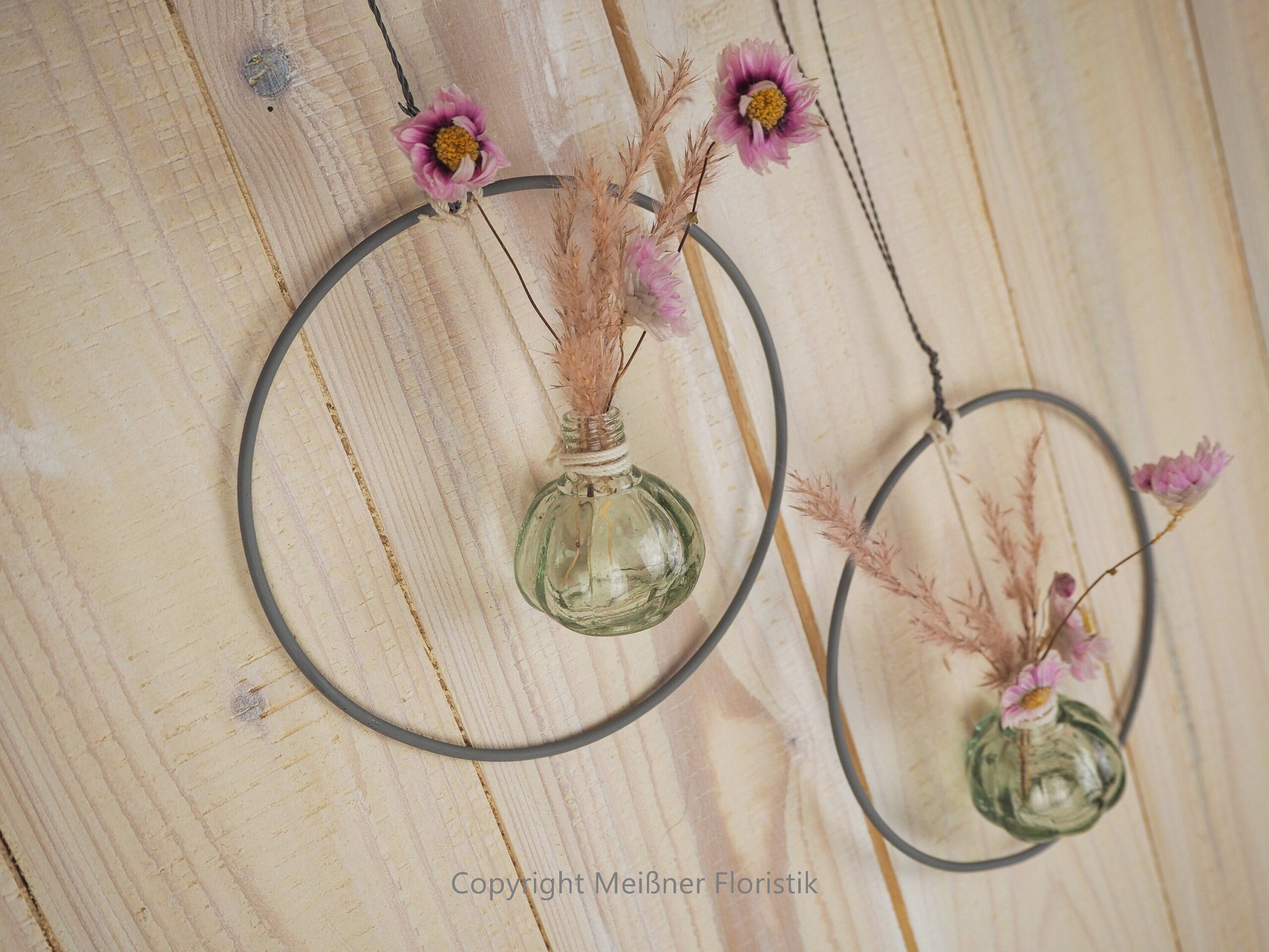 Hoop / Loop Mini mit Trockenblumen und Mini Vase 2er Set rosa