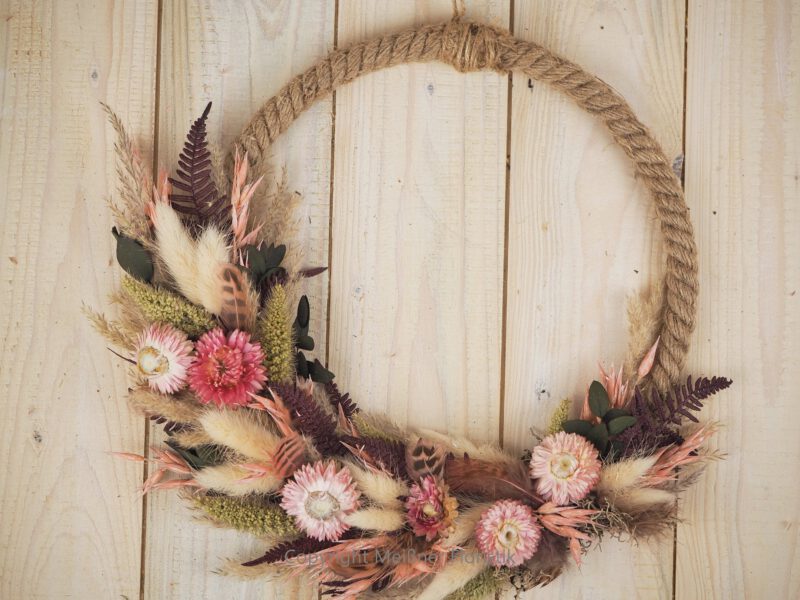 Hoop Loop Türkranz Flowerhoop Trockenblumen 25 cm Rosa