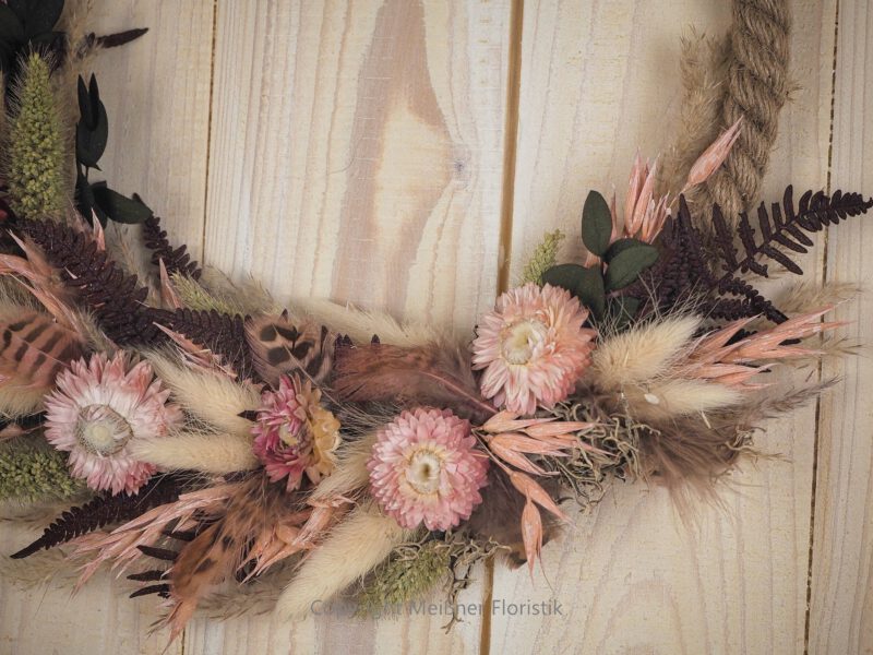 Hoop Loop Türkranz Flowerhoop Trockenblumen 25 cm Rosa