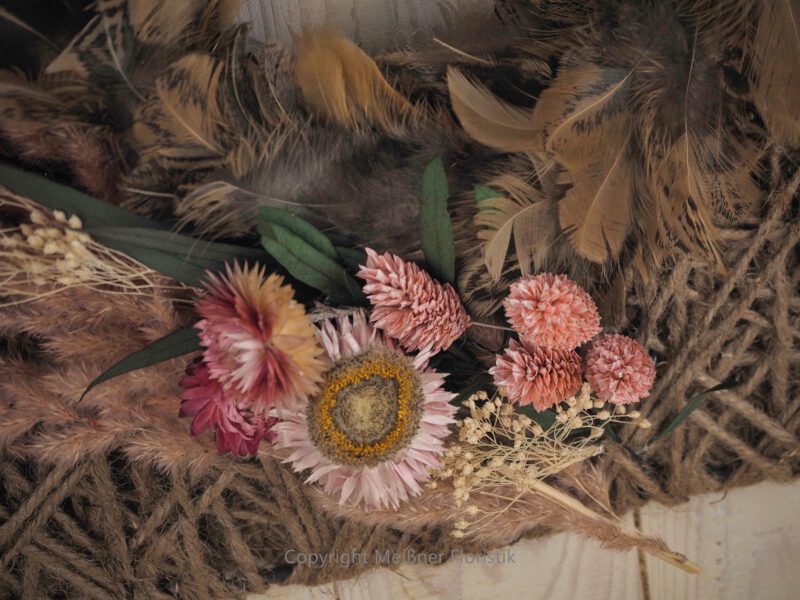 Hoop Loop Türkranz Flowerhoop Trockenblumen 40 cm Rosa