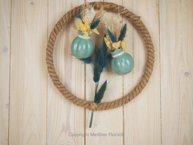 Hoop Loop Türkranz Trockenblumen 25 cm creme weiß mint