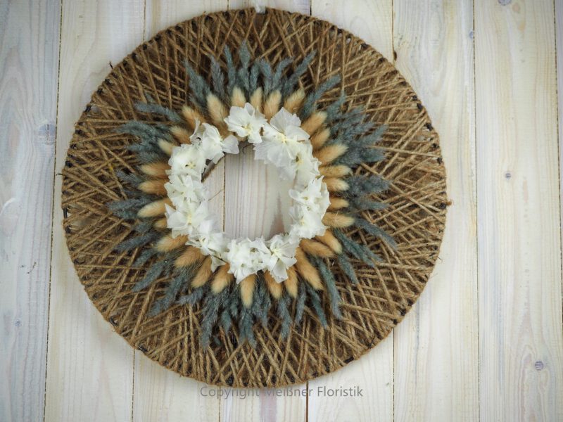Hoop Trockenkranz Trockenblumen Wandkranz Türkranz Flowerhoop Fadenhoop Größe 30 oder 40 cm