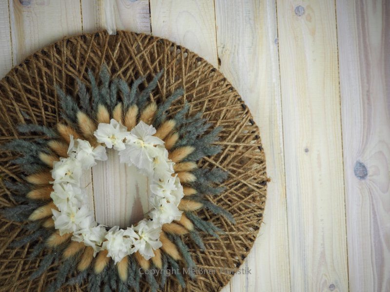 Hoop Trockenkranz Trockenblumen Wandkranz Türkranz Flowerhoop Fadenhoop Größe 30 oder 40 cm
