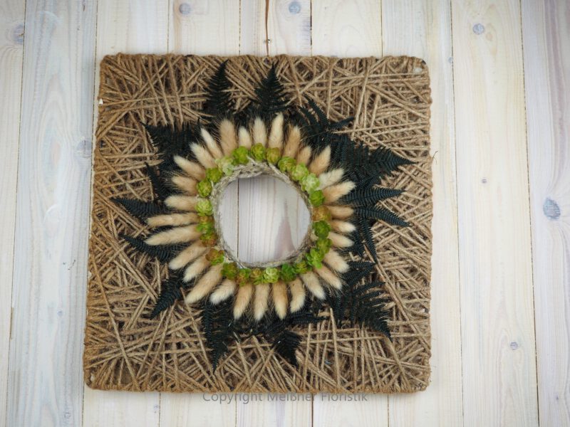 Hoop Trockenkranz Trockenblumen Wandkranz Türkranz Flowerhoop Fadenhoop Größe 30 oder 40 cm quadratisch
